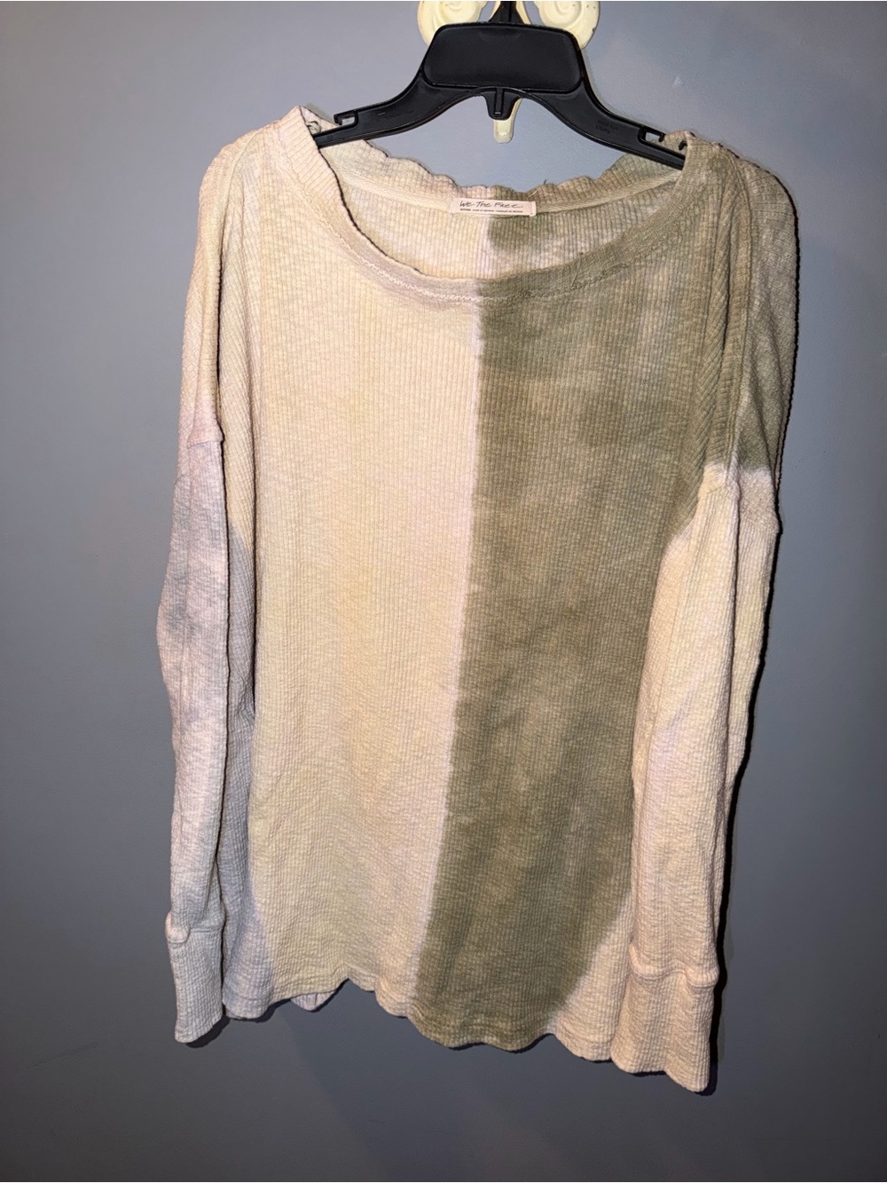 We The Free Two-Tone Waffle Knit Short Sleeve Tee - Cream & Olive